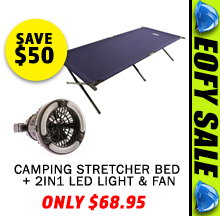 Camping Stretcher Bed + 2in1 LED Light & Fan