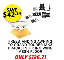 Freestanding Awning to Grand Tourer MK3 Brackets + 270 King Wing Awning - Mesh Floor