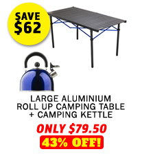 Large Aluminium Roll Up Camping Table + Camping Kettle