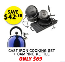 Cast Iron Cooking Set + Camping Kettle
