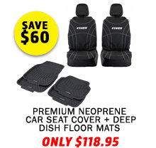 Premium Neoprene Seat Covers (Pair) + Deep Dish Floor Mats (4 Pack)