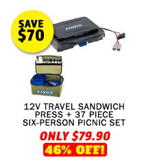 12V Travel Sandwich Press + 37 Piece Six-Person Picnic Set