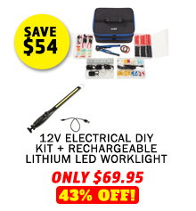 12V Electrical DIY Kit + Rechargeable Lithium LED Worklight