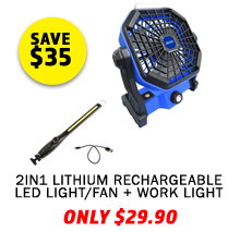 2in1 Lithium Rechargeable LED Light/Fan + Work light Kings
