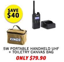 5W Portable Handheld UHF + Toiletry Canvas Bag