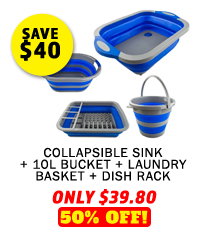Collapsible Sink + Collapsible 10L Bucket + Collapsible Laundry Basket + Collapsible Dish Rack