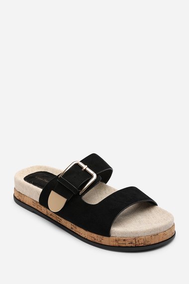 Avenue Buckle Footbed Suede Sandal