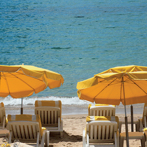 Yellow beach chairs.