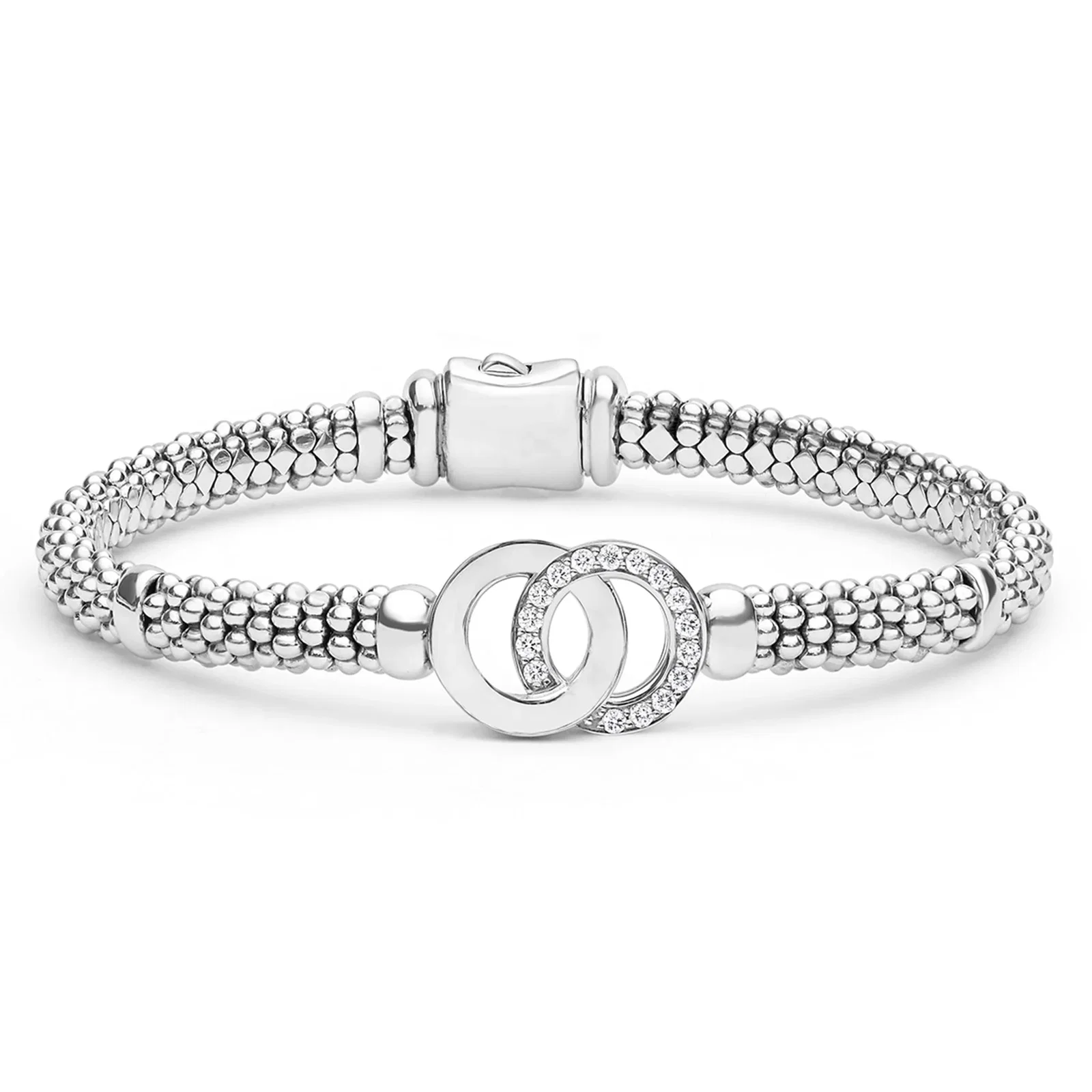 Image of Signature Caviar Silver Interlocking Diamond Caviar Bracelet | 6mm