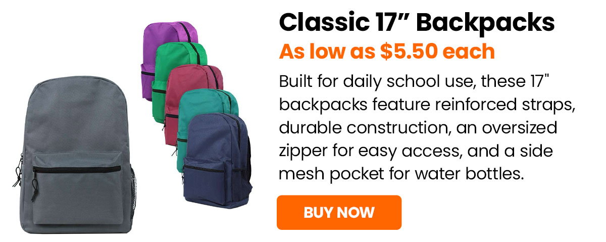 Classic 17" backpacks. Buy now.