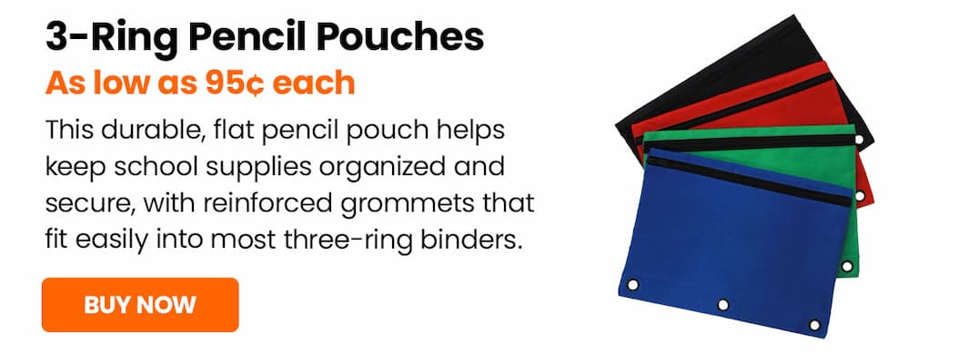 3-Ring pencil pouches. Buy now.