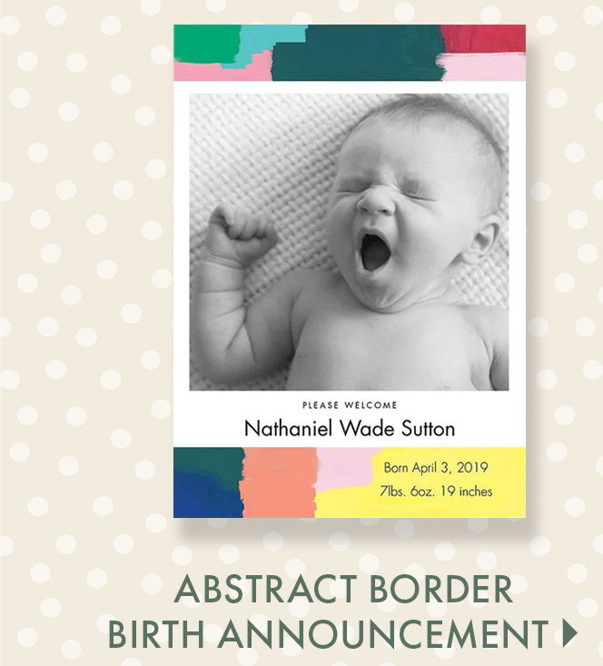 Abstract Border Birth Announcement
