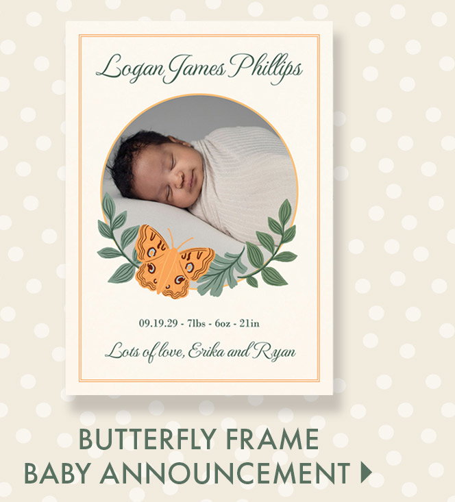 Butterfly Frame Photo Baby Announcement