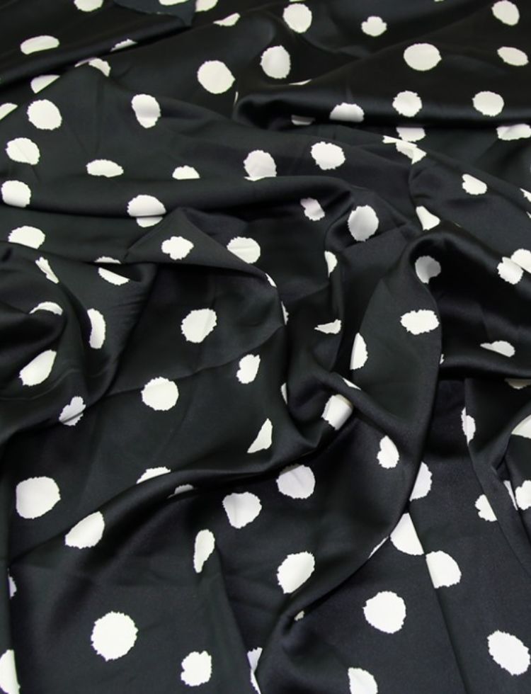 John Kaldor Cassandra Charmeuse Silky Satin Fabric Black & Ivory