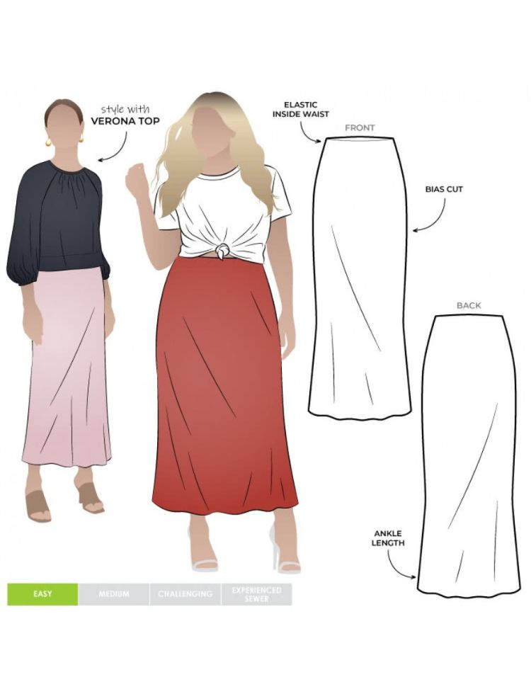 Style Arc Paper Sewing Pattern Genoa Bias Cut Skirt