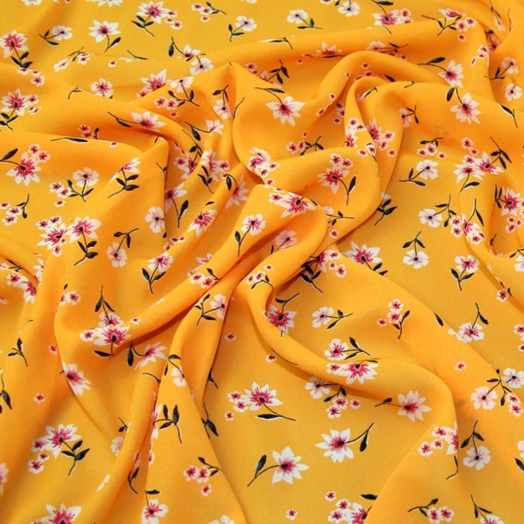 Deadstock Polyester Georgette Fabric Orange Yellow