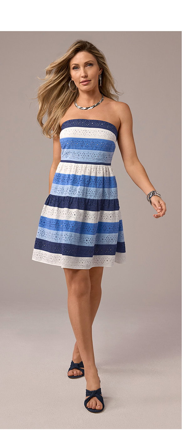 Striped Eyelet Dress