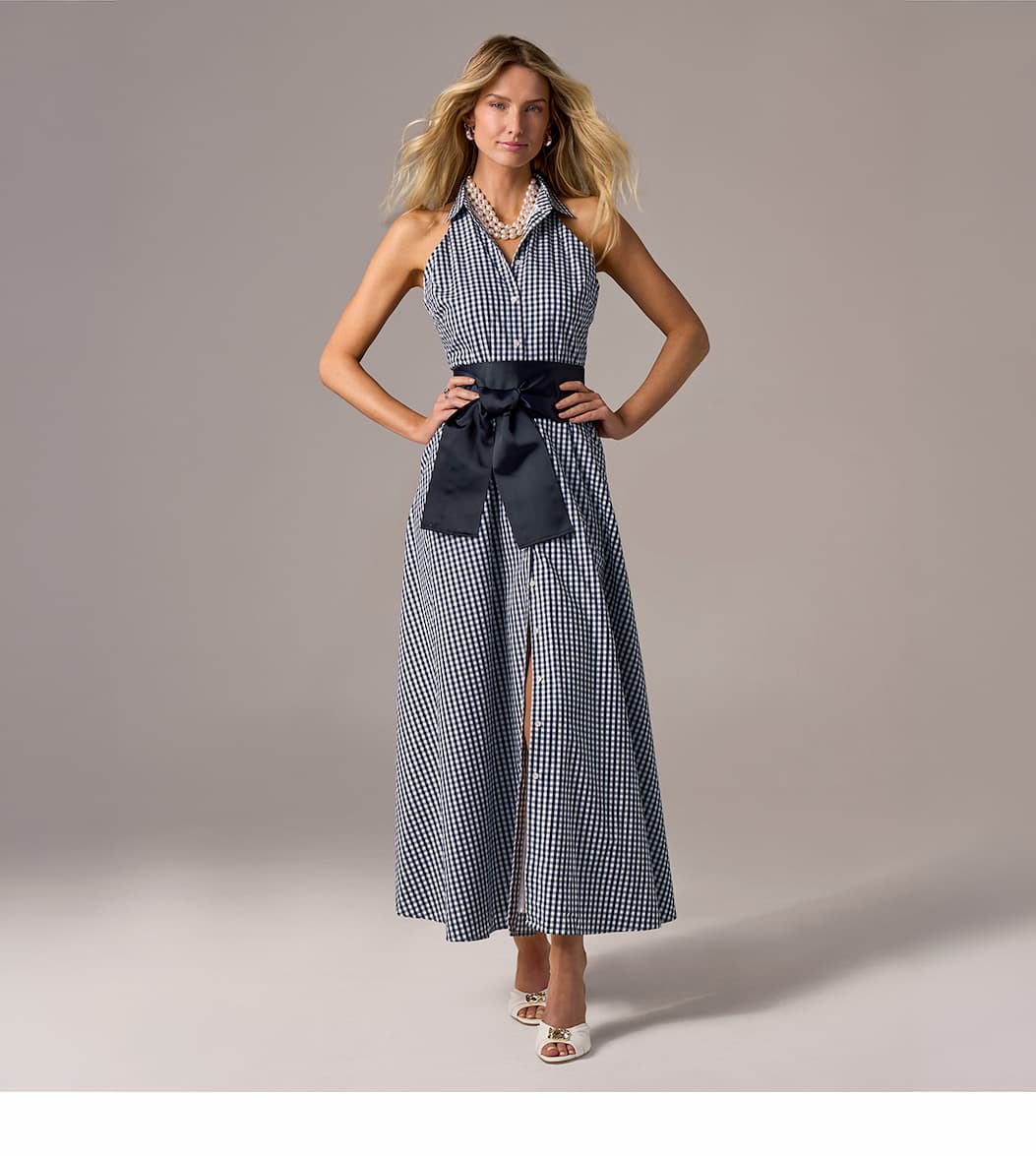 Gingham Maxi Shirt Dress