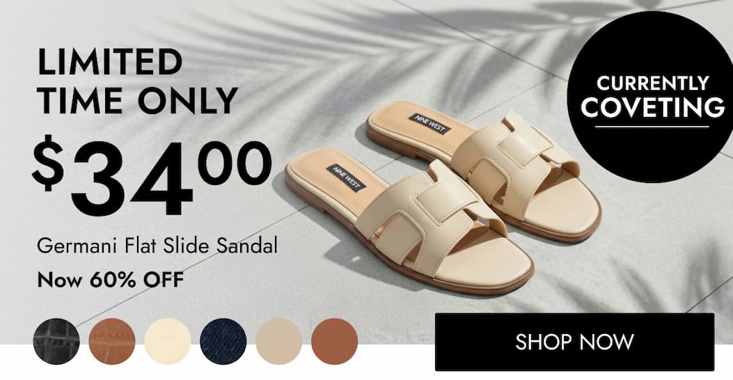  LIMITED TIME ONLY $ 34 00 Germani Flat Slide Sandal Now 60% OFF SHOP NOW