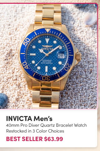 INV-2697 Invicta | Men's 40mm Pro Diver Quartz Bracelet Watch – Best Seller $63.99