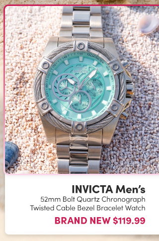 INV-45874 Invicta | Men's 52mm Bolt Quartz Chronograph Twisted Cable Bezel Bracelet Watch – Brand New $119.99