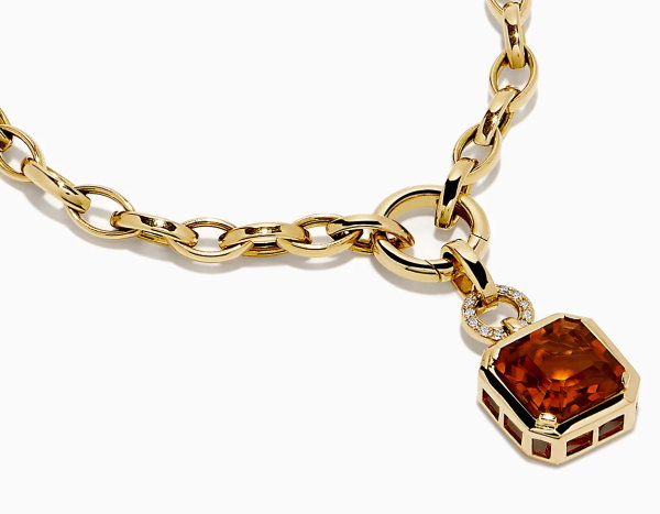Sunset 14K Yellow Gold Citrine and Diamond Charm Holder Pendant