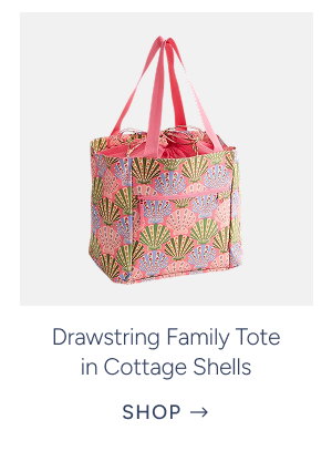 Drawstring Family Tote in Cottage Shells
