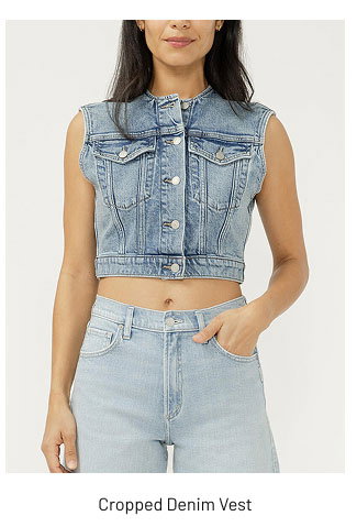 Cropped Denim Vest
