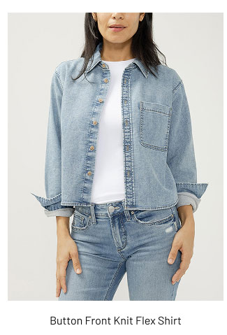Button Front Knit Flex Shirt