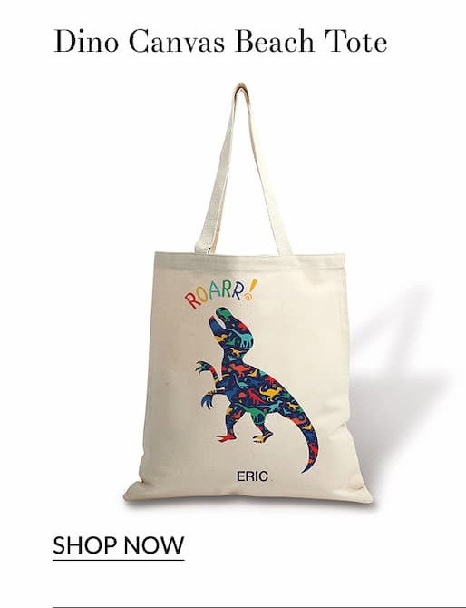 Dino Canvas Beach Tote