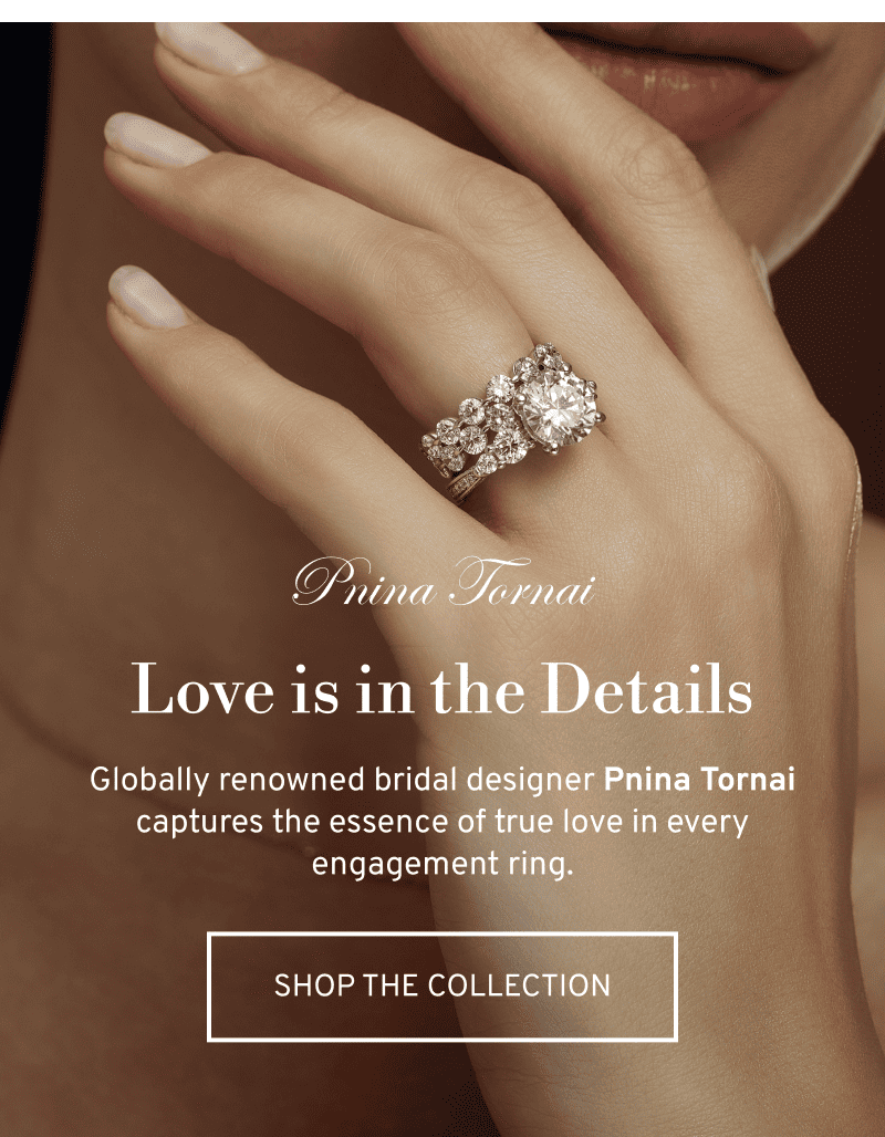 Model wearing a Pnina Tornai matching bridal ring set. Love is in the details. Click to Shop Pnina Tornai