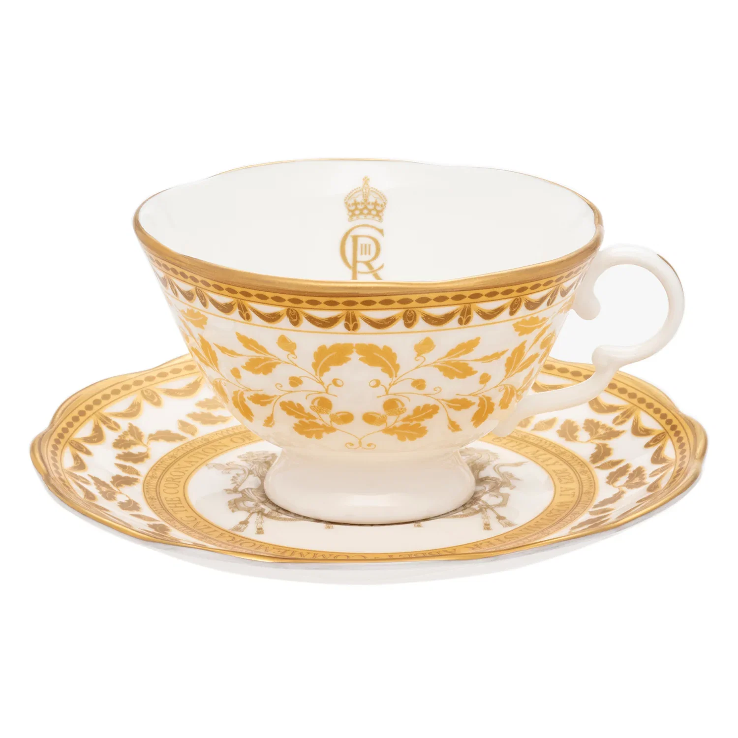 Image of Coronation Gold Fluted Tea Cup & Saucer