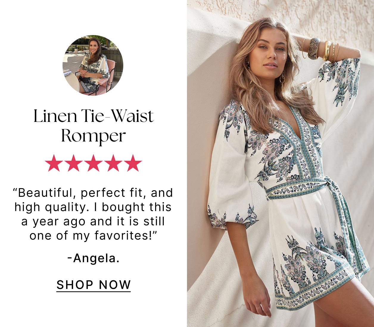 Linen Tie-Waist Romper