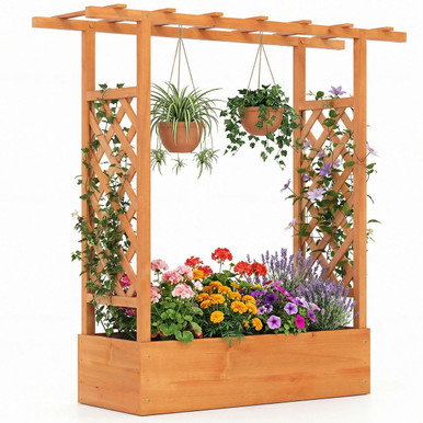 Wooden Raised Garden Bed with Trellis (1- or 2-Pack)