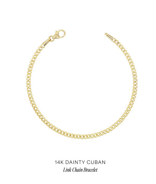 14K Dainty Cuban Link Chain Bracelet