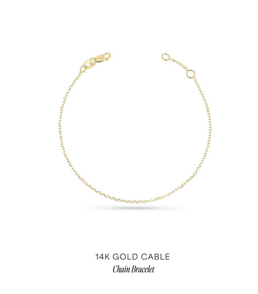 14K Gold Cable Chain Bracelet