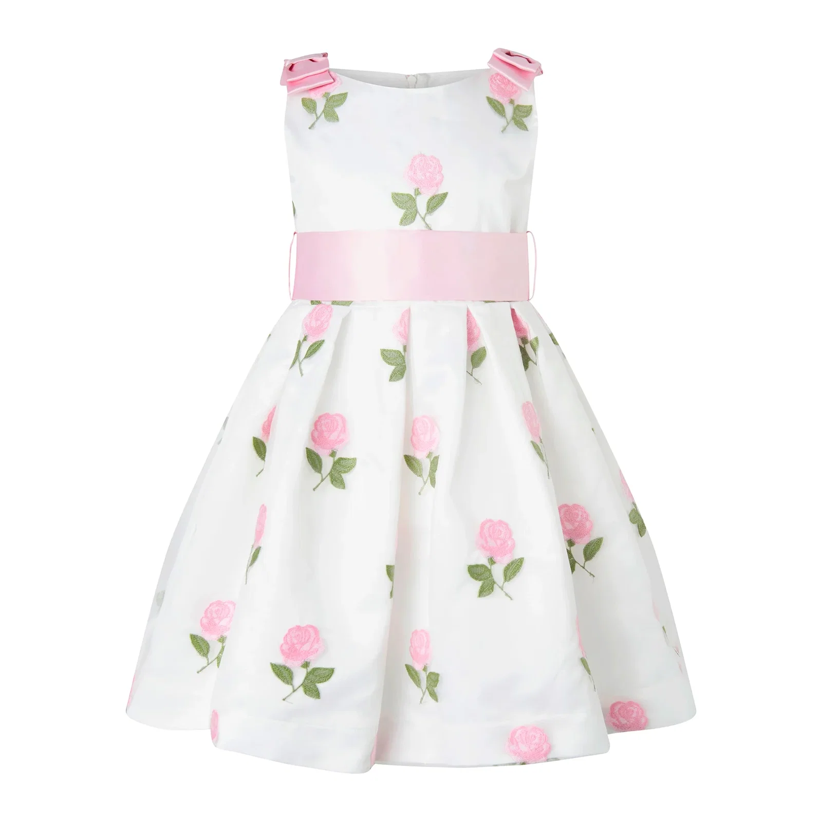 Pink Rose Embroidered Organza Dress