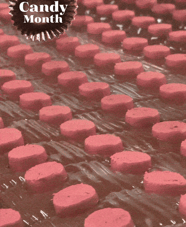 Summer Berries pieces being made in the See’s Candy Kitchen