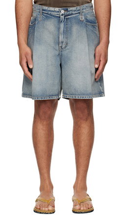 Blue One Tuck Denim Shorts - WOOYOUNGMI