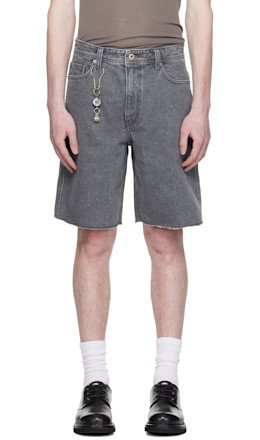 Gray Washed Cutoff Denim Shorts - COOR