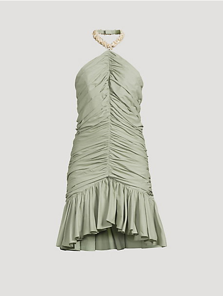 Ruched Crêpe Mini Dress