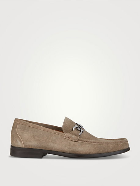 Suede Loafers With Gancini Ornament