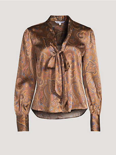 Francine Tie-Neck Blouse In Paisley Print