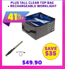 Plus Tall Clear Top Bag + Rechargeable Lithium LED Worklight