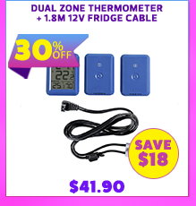 Dual Zone Thermometer + 1.8m 12v Fridge Cable