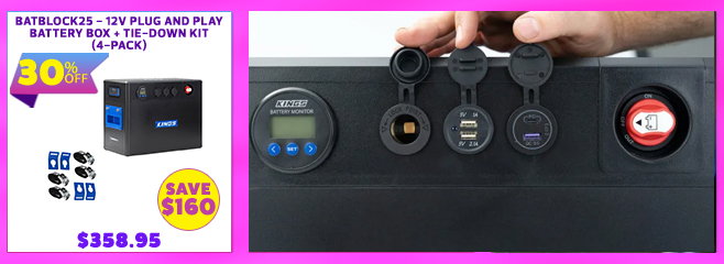BatBlock25 - 12V Plug and Play Battery Box + Tie-Down Kit (4-Pack)