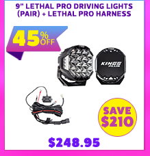 9 Lethal Pro Driving Lights (Pair) + Lethal pro harness