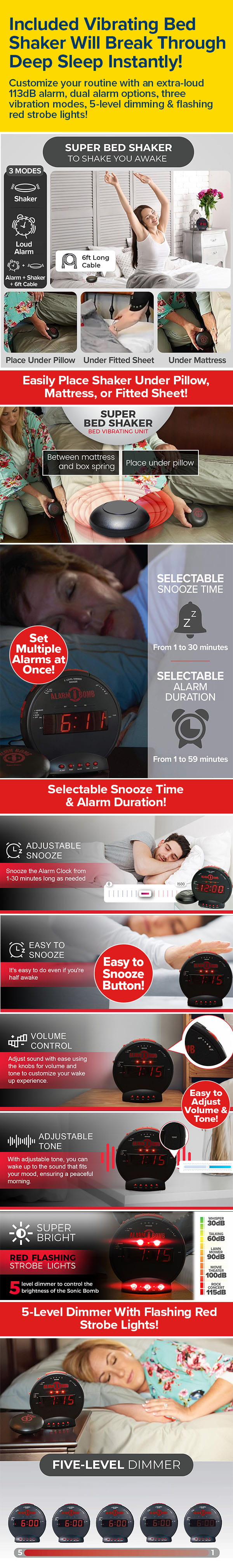 Included Vibrating Bed Shaker Will Break Through Deep Sleep Instantly!