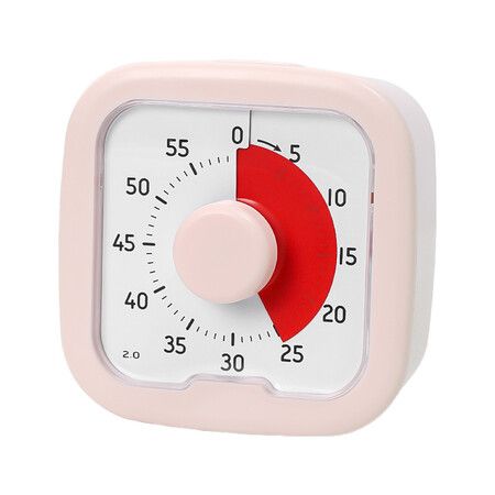 60 Minute Visual Timer, Visual Countdown Timer for Kids, Silent Countdown Time Management Tool for Home Office, Pink