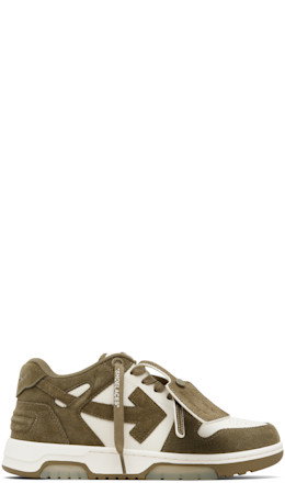 Off-White & Khaki Out Of Office Calf & Suede Sneakers - Off-White
